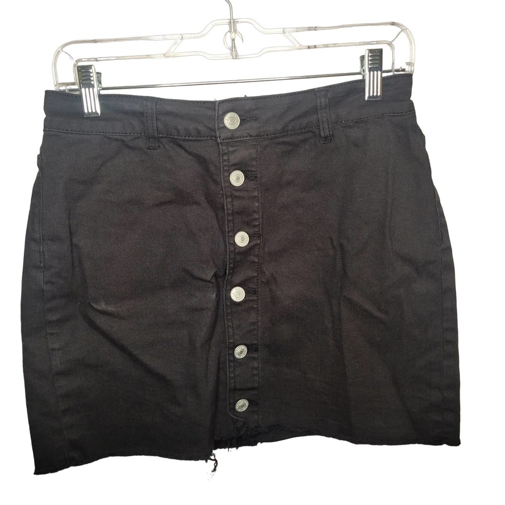 Pac Sun Jean Black Distressed Skirt Size 28